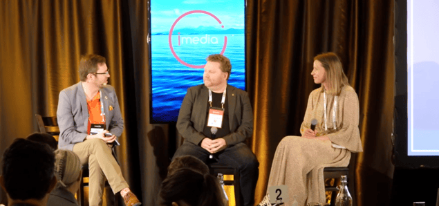 Dylan Weymouth and Sarah Gunn speaking to Tim Warren about excellence in retail